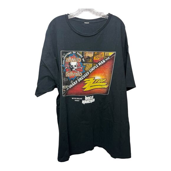 Lynyrd Skynyrd & ZZ Top Sharp Dressed Simple Man Tour Black T-Shirt - Picture 1 of 8